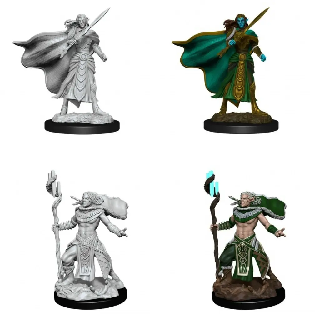 Magic the Gathering Unpainted Miniatures Elf Fighter & Elf Cleric