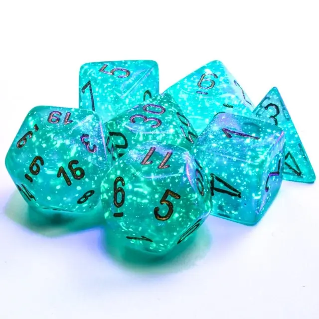 CHX 27585 Borealis Polyhedral Teal/Gold Luminary 7-Die Set