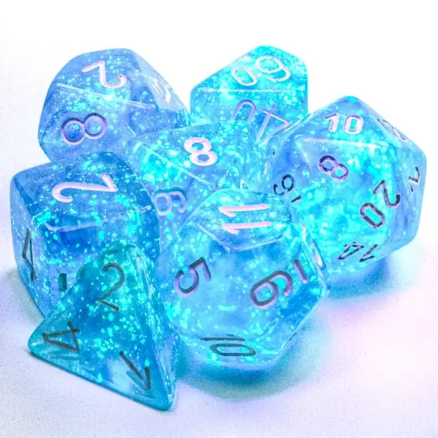 CHX 27586 Borealis Polyhedral Sky Blue/White Luminary 7-Die Set