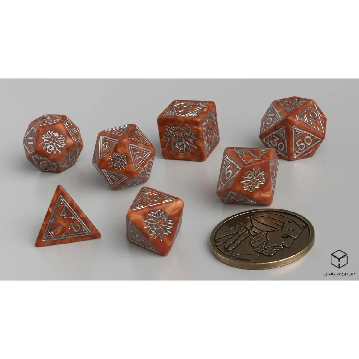 Q Workshop The Witcher Dice Set Geralt - The Monster Slayer Dice Set 7 With Coin