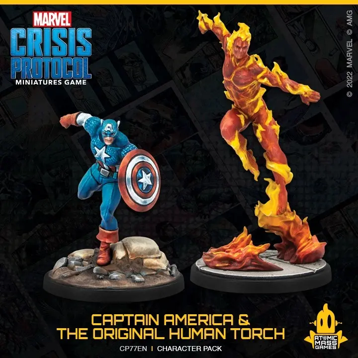 Marvel Crisis Protocol Miniatures Game Captain America & The Original Human Torch