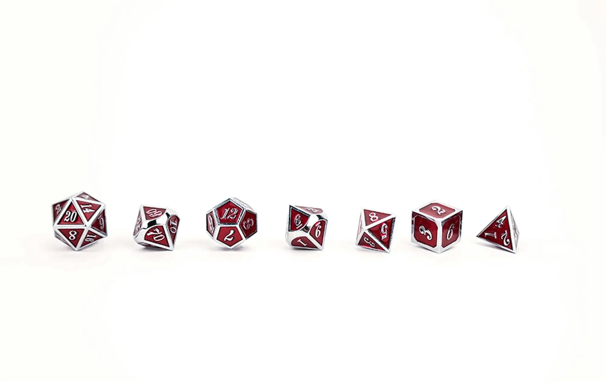 LPG Dice Set - Metal RPG Serif Red/Silver