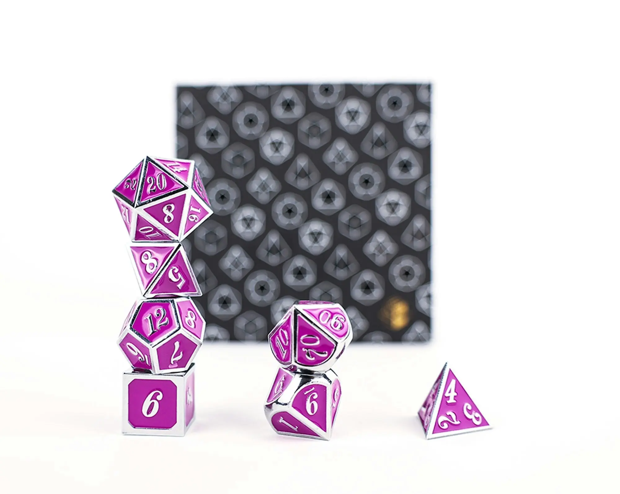 LPG Dice Set - Metal RPG Serif Purple/Silver