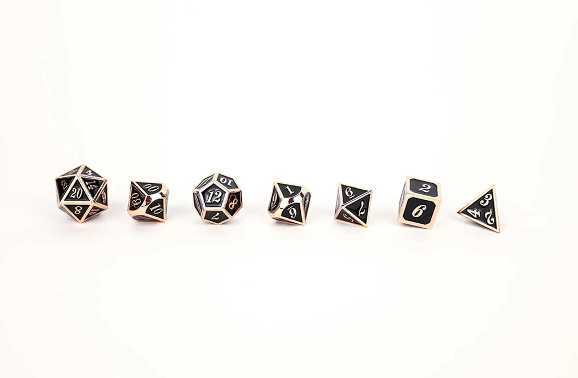 LPG Dice Set - Metal RPG Serif Black/Brass