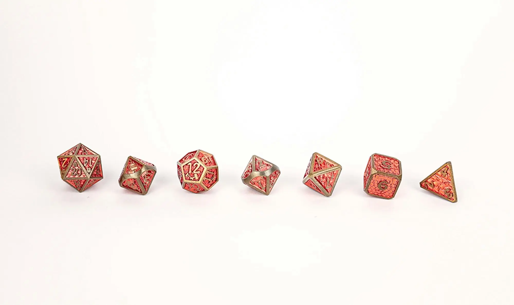 LPG Dice Set - Metal RPG Draco Bright Red/Gold