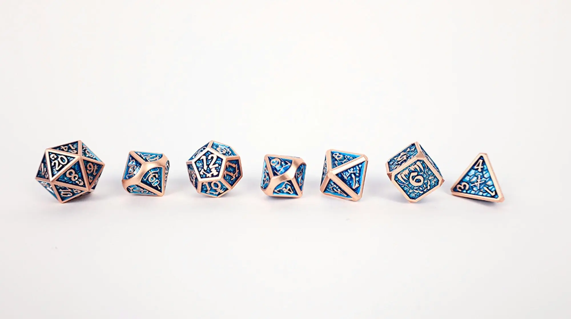 LPG Dice Set - Metal RPG Draco Dark Blue/Brass