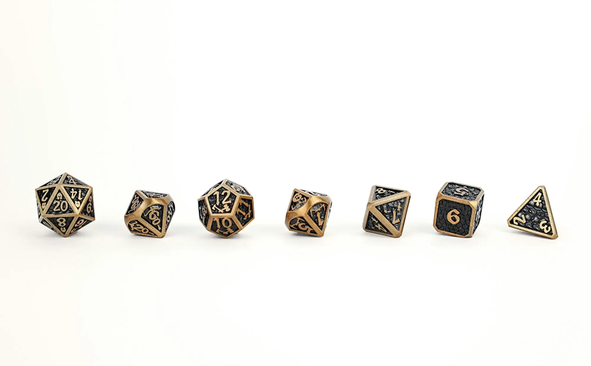 LPG Dice Set - Metal RPG Draco Dark Black/Gold