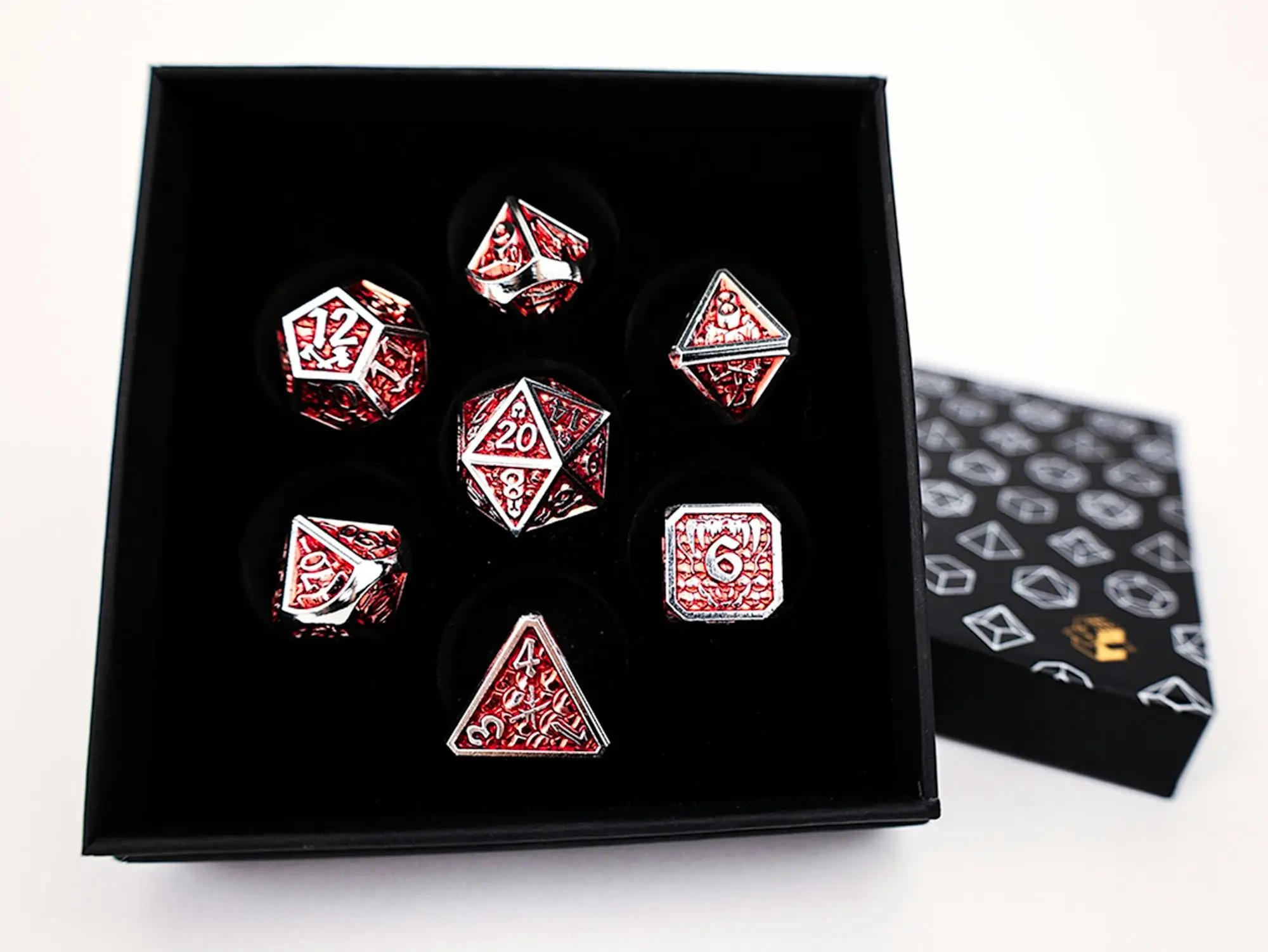 LPG Dice Set - Metal RPG Draco Dark Red/Silver