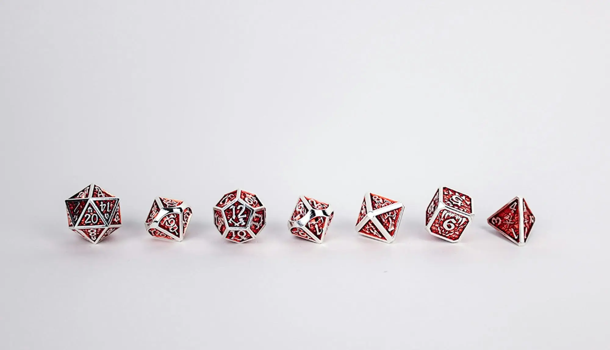 LPG Dice Set - Metal RPG Draco Dark Red/Silver