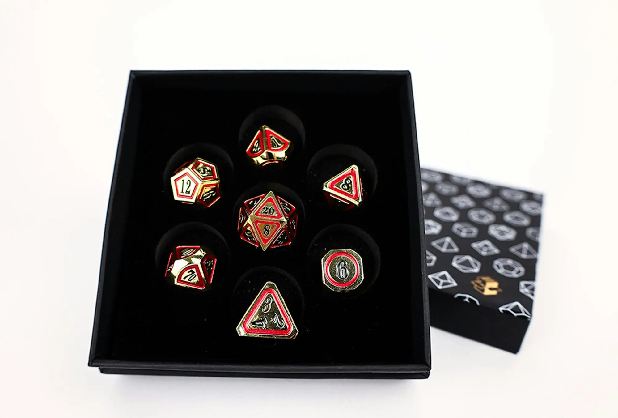 LPG Dice Set - Metal RPG Concentric Black/Red/Gold