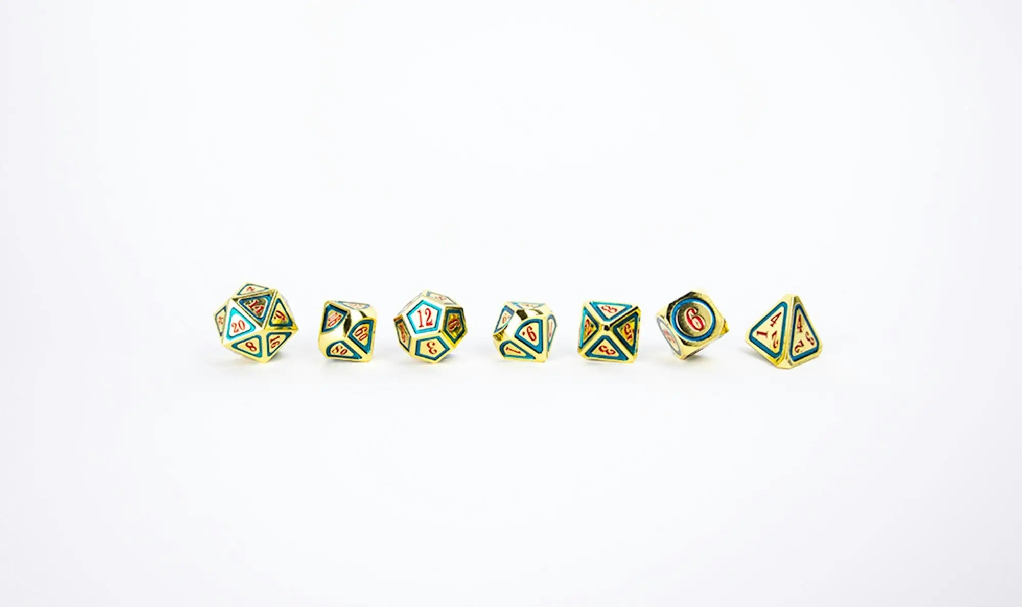 LPG Dice Set - Metal RPG Concentric Red/Green/Gold