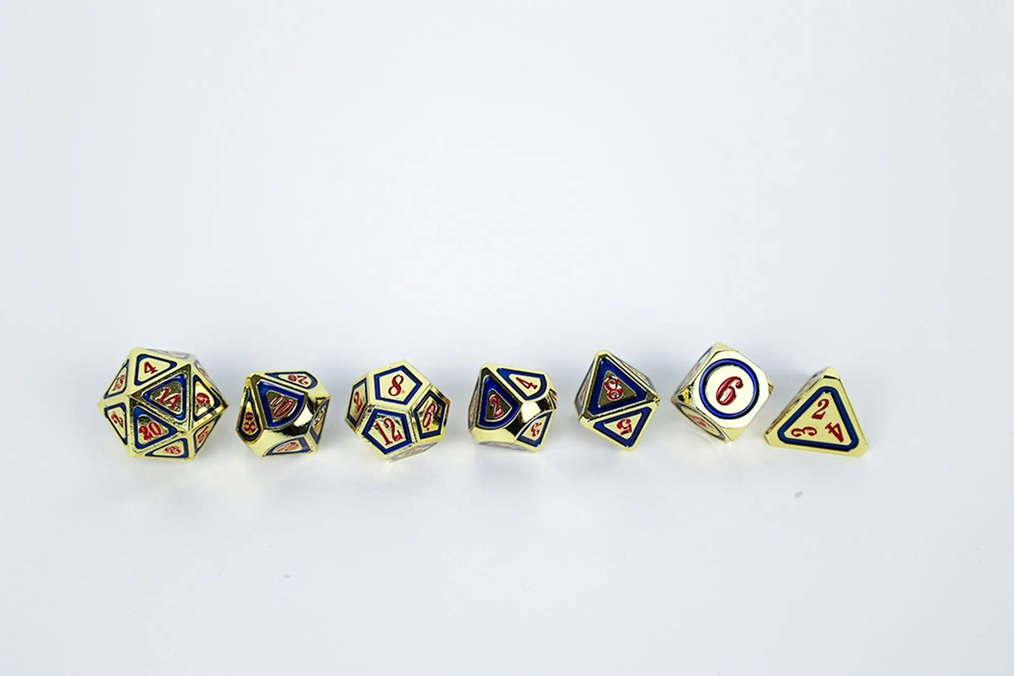 LPG Dice Set - Metal RPG Concentric Red/Blue/Gold