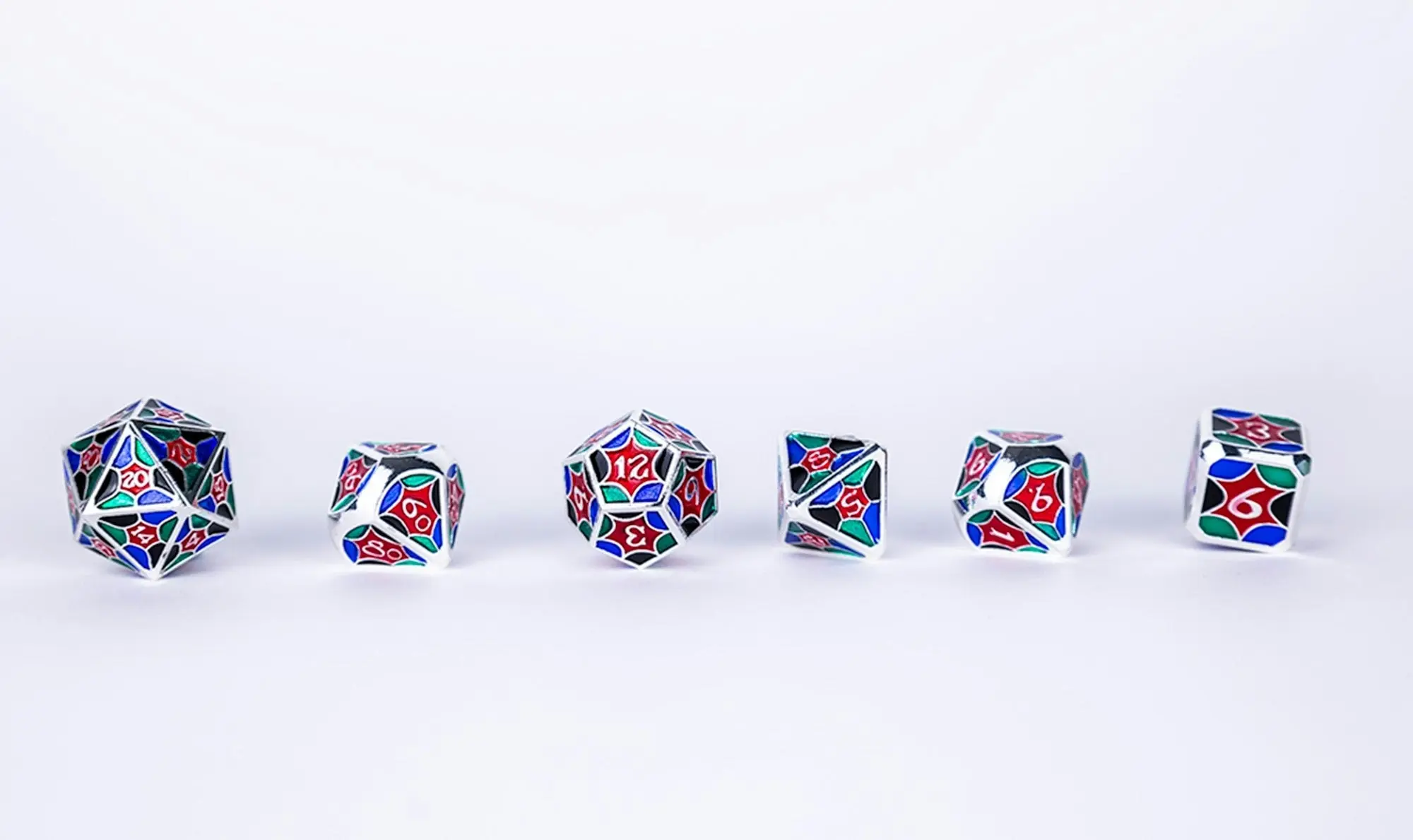 LPG Dice Set - Metal RPG Leadlight 4 Colour/Silver