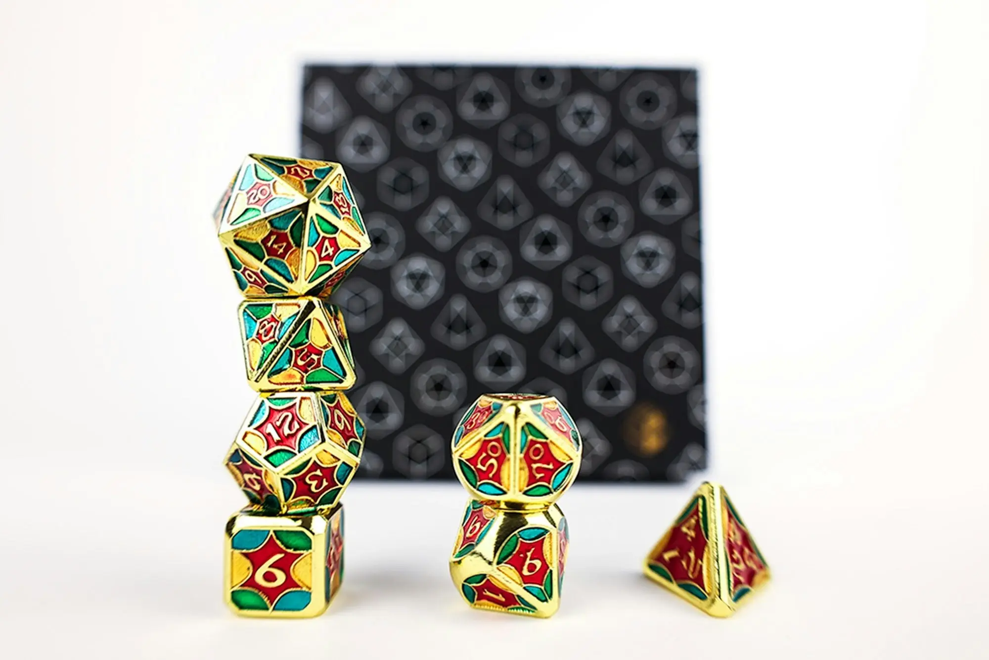 LPG Dice Set - Metal RPG Leadlight 4 Colour/Gold