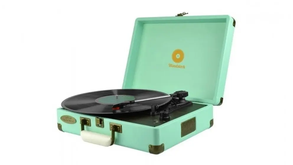 mBeat Woodstock Retro Turntable Player - Tiffany Blue