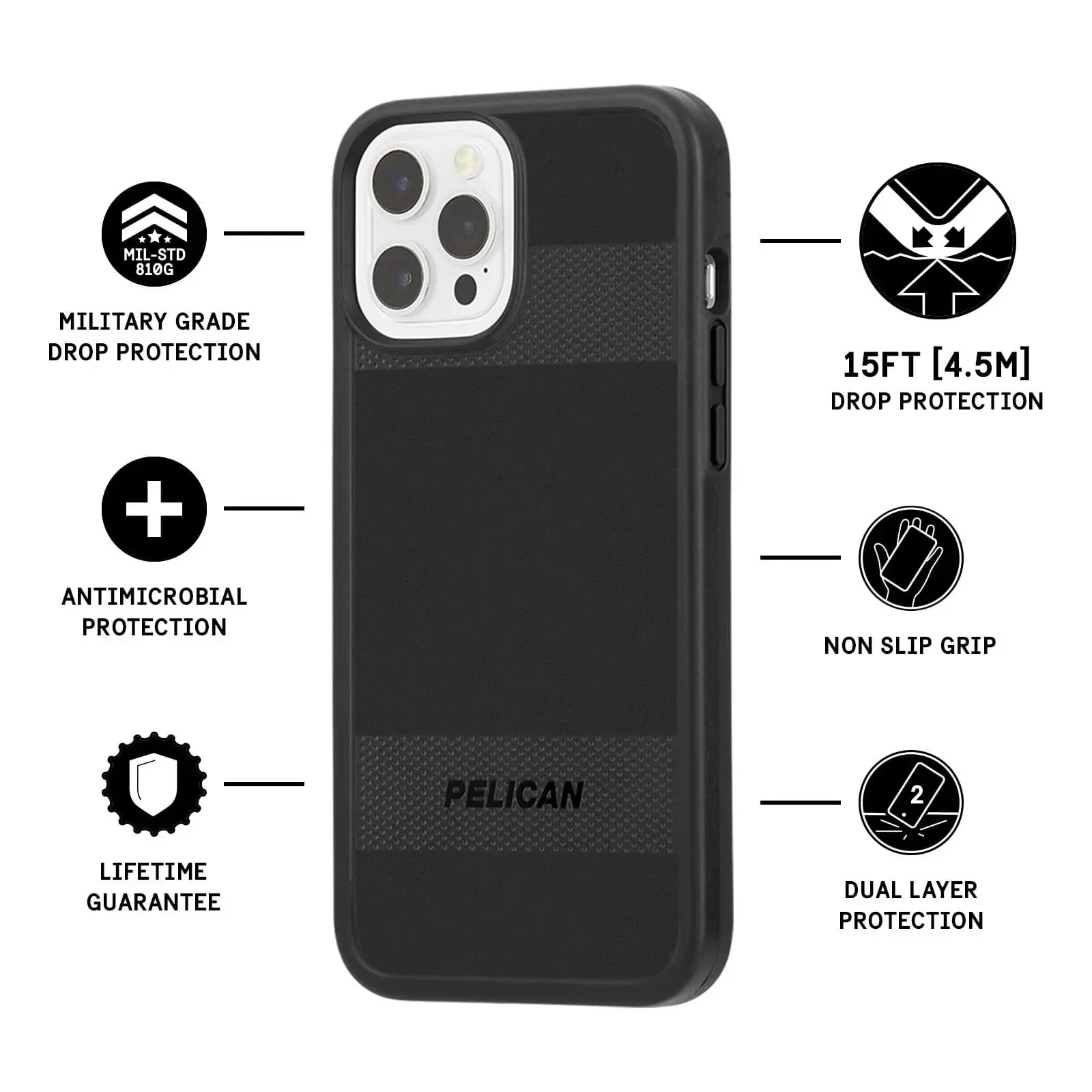 Pelican Protector Case For Apple Iphone 12 Pro Max - Black