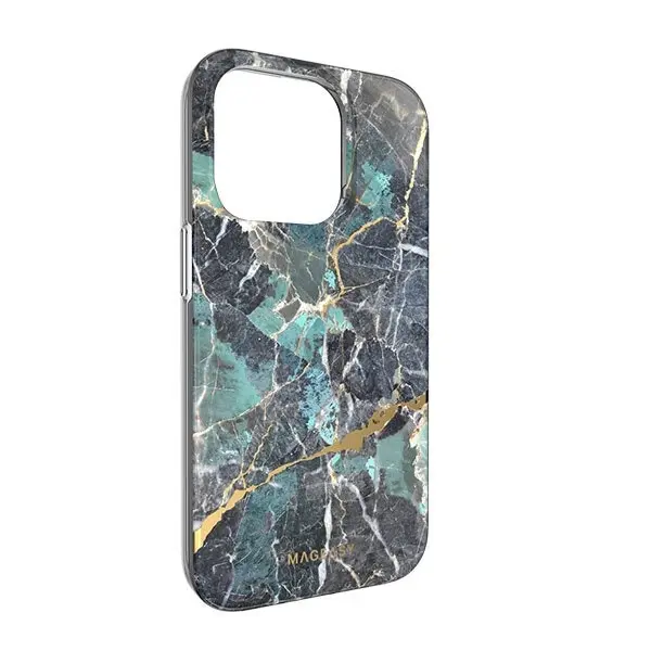 MagEasy Marble Case For Iphone 14 Pro - Emerald Blue