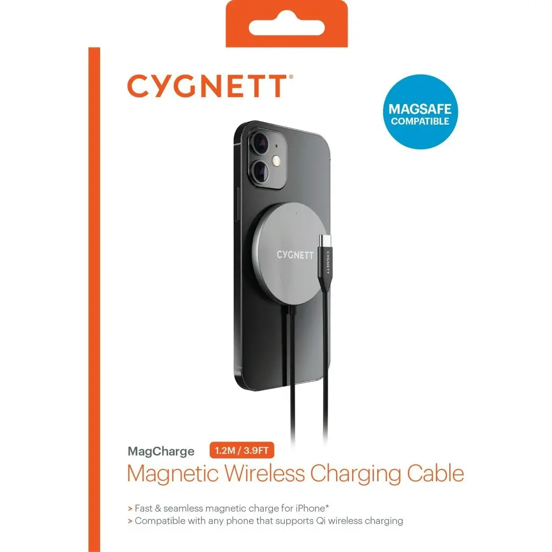 Cygnett Magnetic Wireless Charging Cable (1.2m) - Black