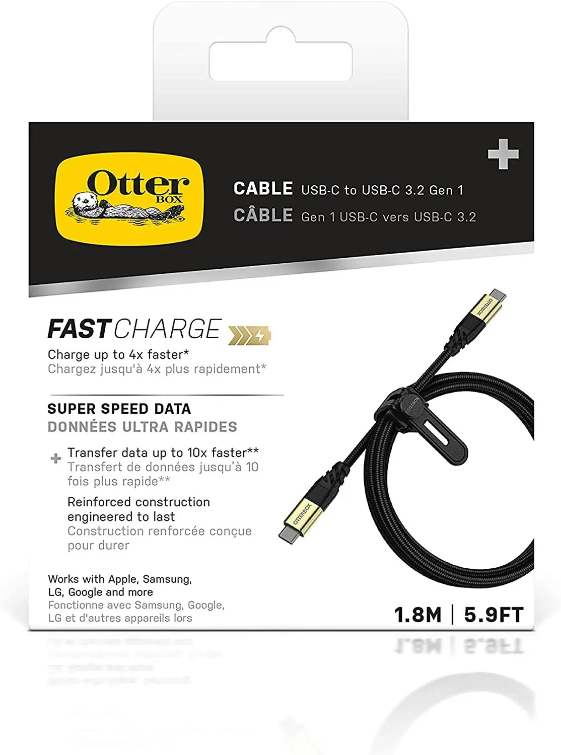 Otterbox Usb-c To Usb-c 3.2 Gen 1 Cable (1.8m) - Black Shimmer