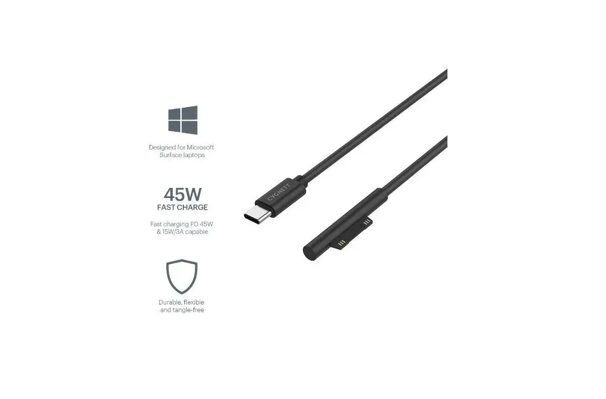 Cygnett Microsoft Surface Laptop Cable (1m) To Usb-c - Black