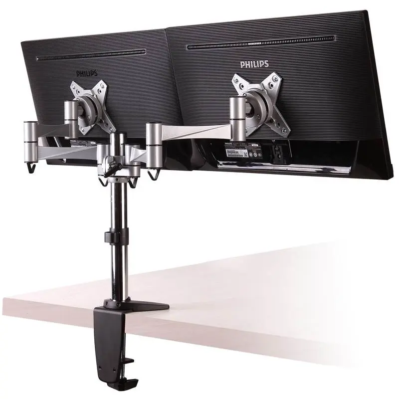 Brateck Dual Monitor Elegant Aluminum W/arm Desk Clamp - Silver