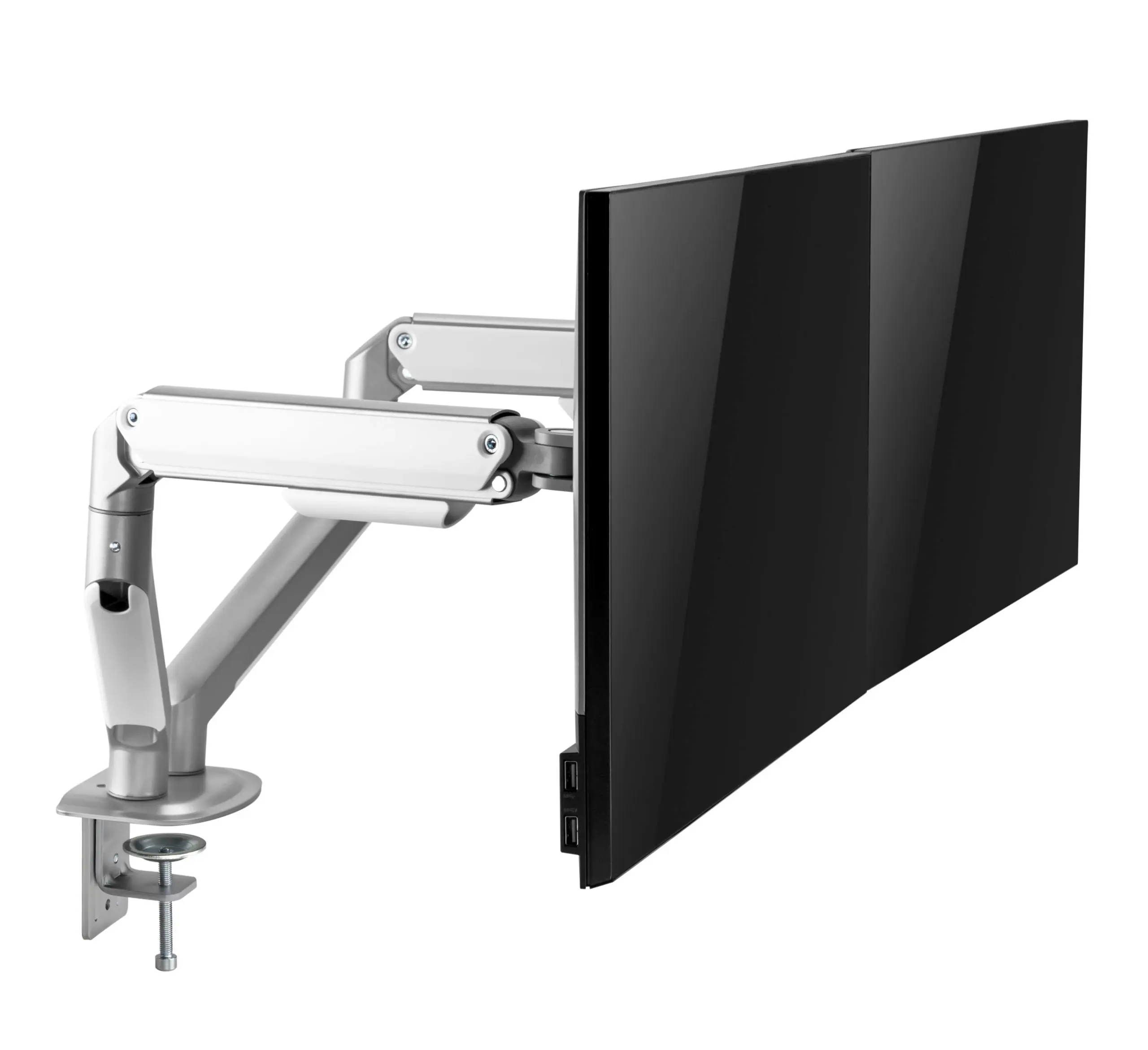 Brateck Economical Spring-assisted Dual Monitor Arm - Matte Grey