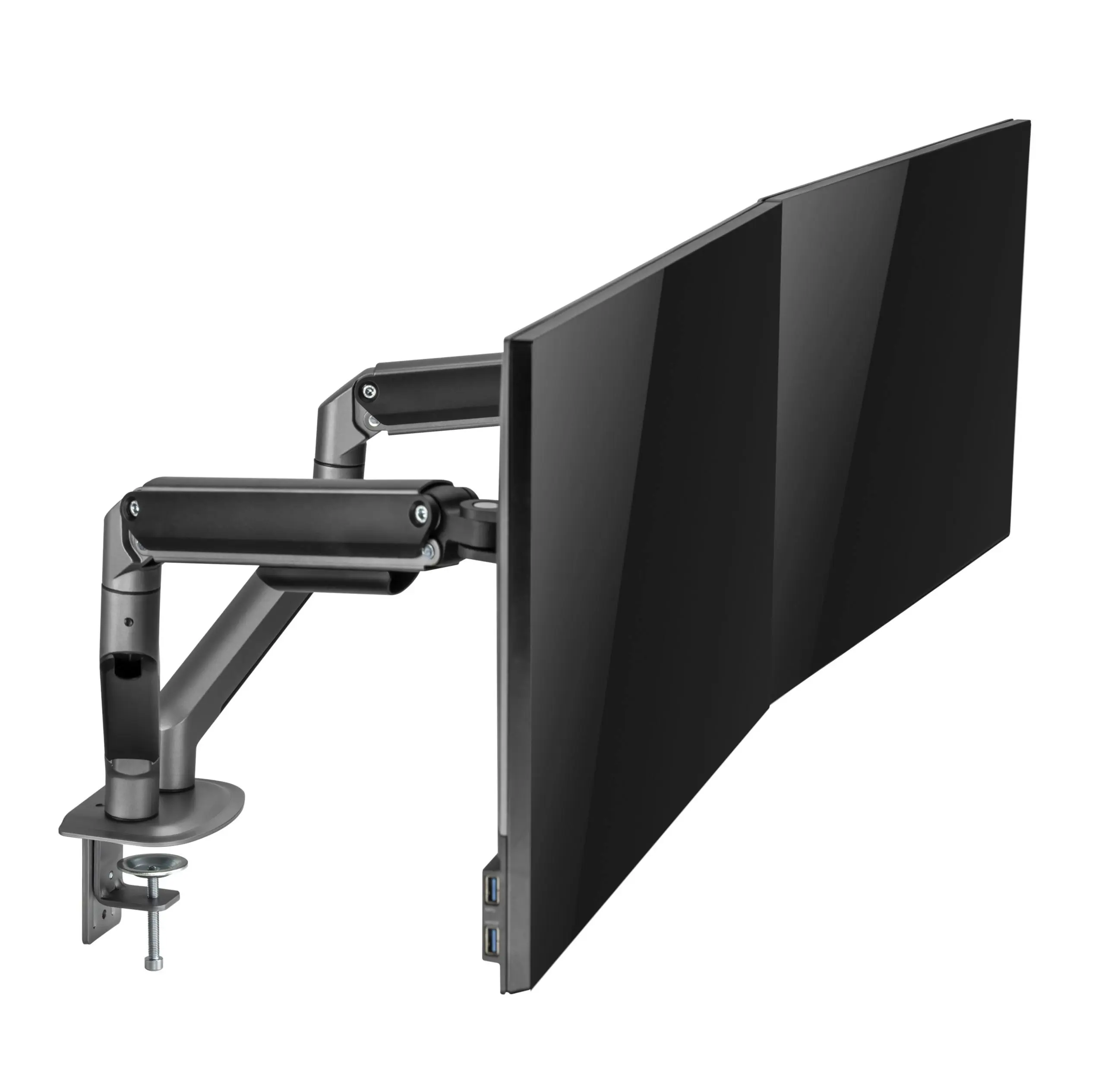 Brateck Economical Spring-assisted Dual Monitor Arm - Space Grey