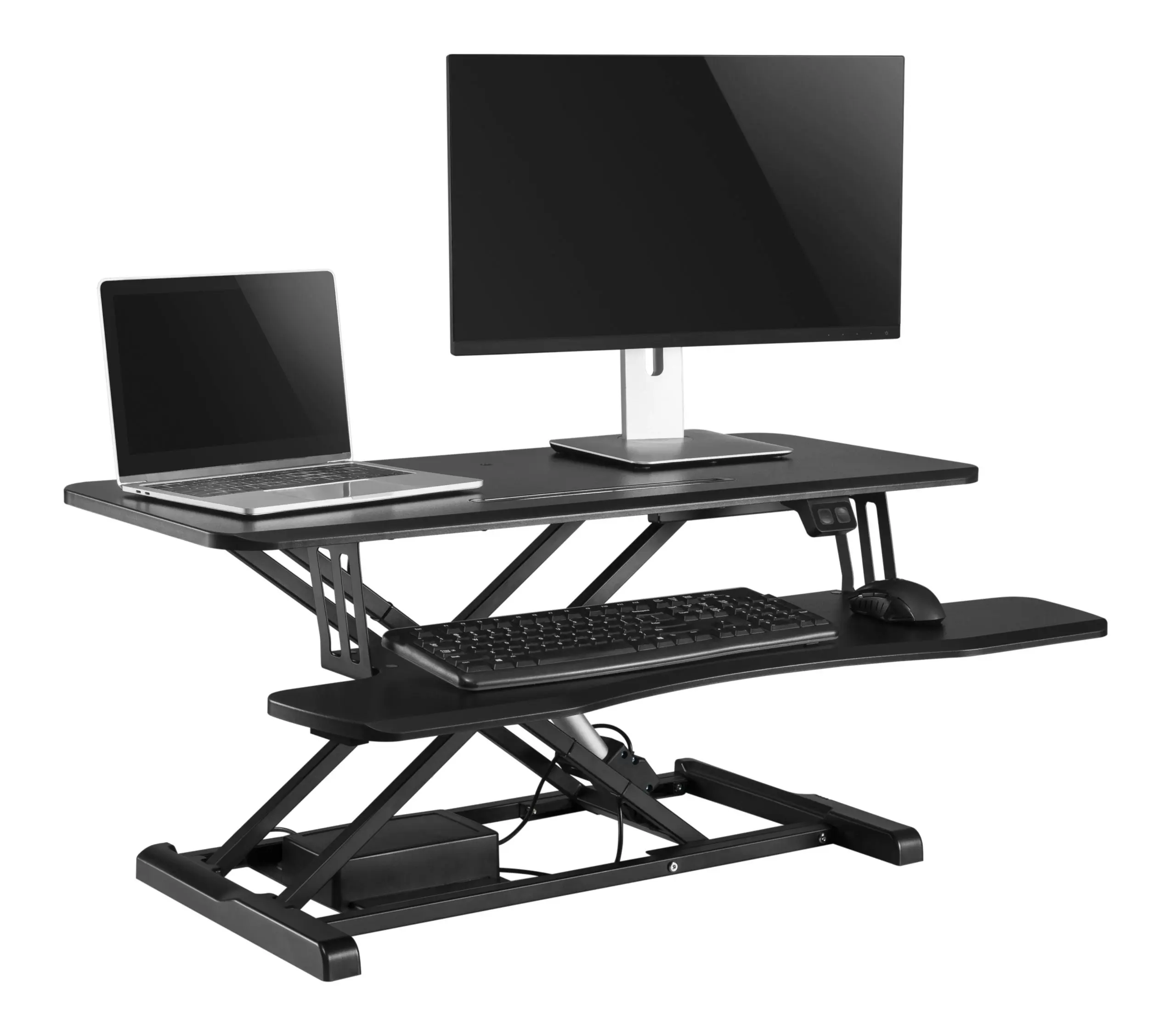 Brateck Electric Stand Desk Converter With Keyboard Tray - Black