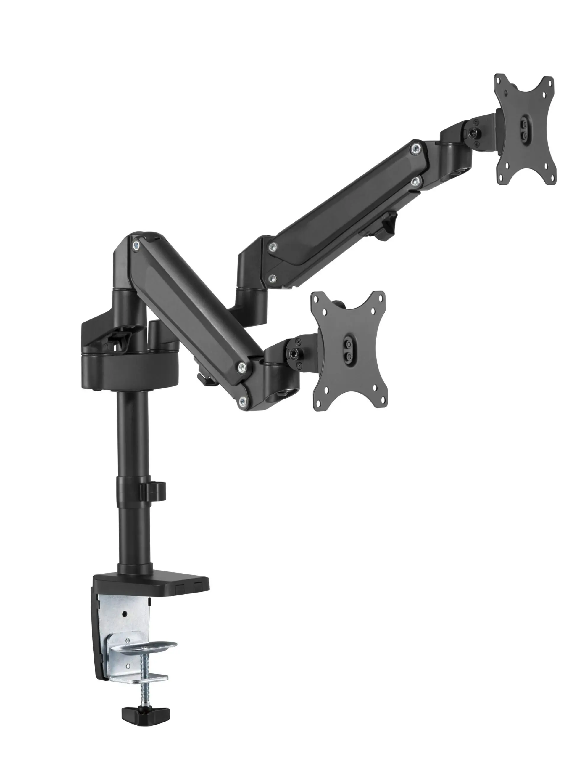 Brateck Heavy-duty Aluminum Gas Spring Dual Monitor Arm - Black