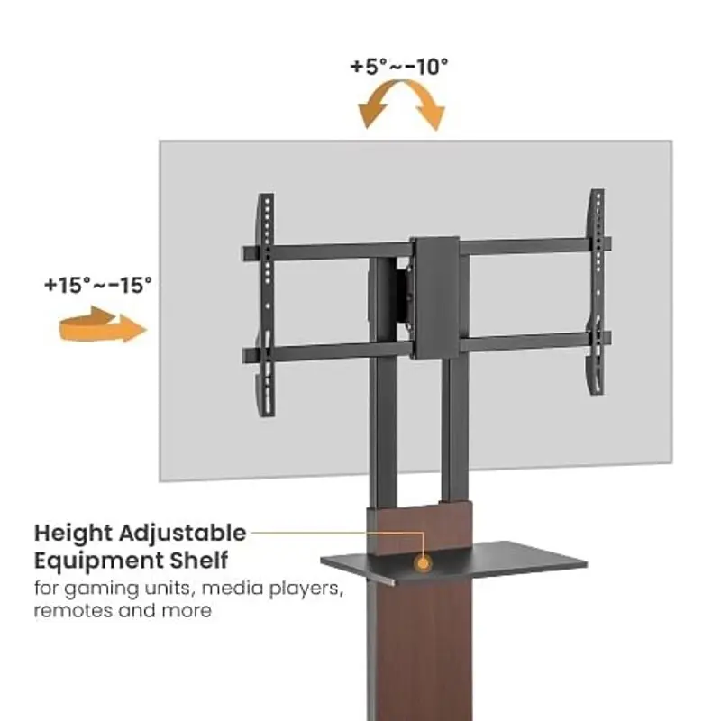 Brateck Heavy-duty Modern Tv Floor Stand W/ Equipment Shelf 45"-90