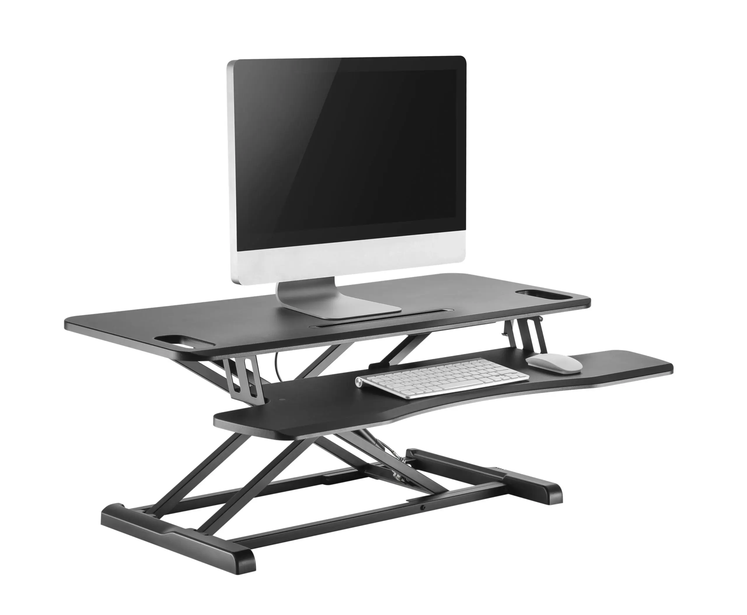 Brateck Spring Sit Stand Desk Converter With Keyboard Tray - Black