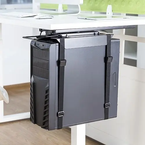 Brateck Strap-on Under-desk Atx Case Holder With Sliding Track