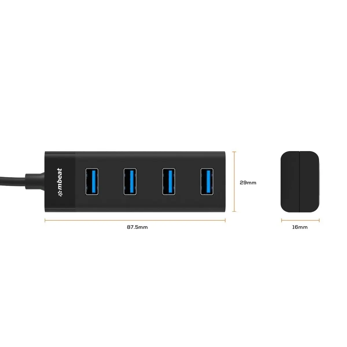 mBeat 4 Port Usb 3.0 Hub - Black