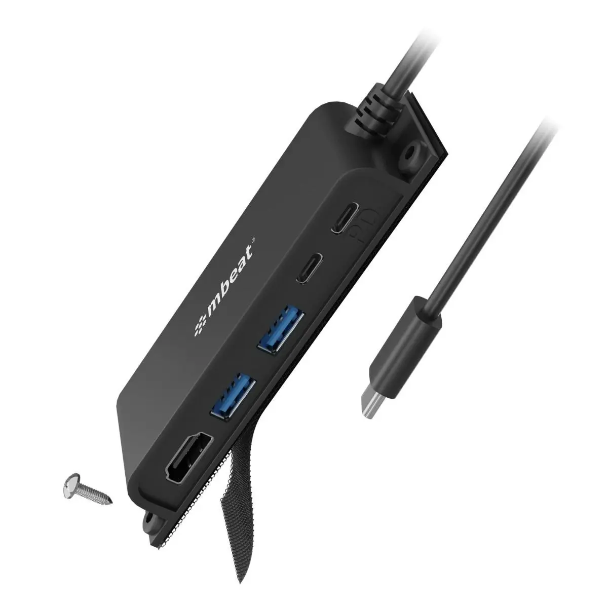 mBeat Mountable 5-port Usb-c Hub - Black