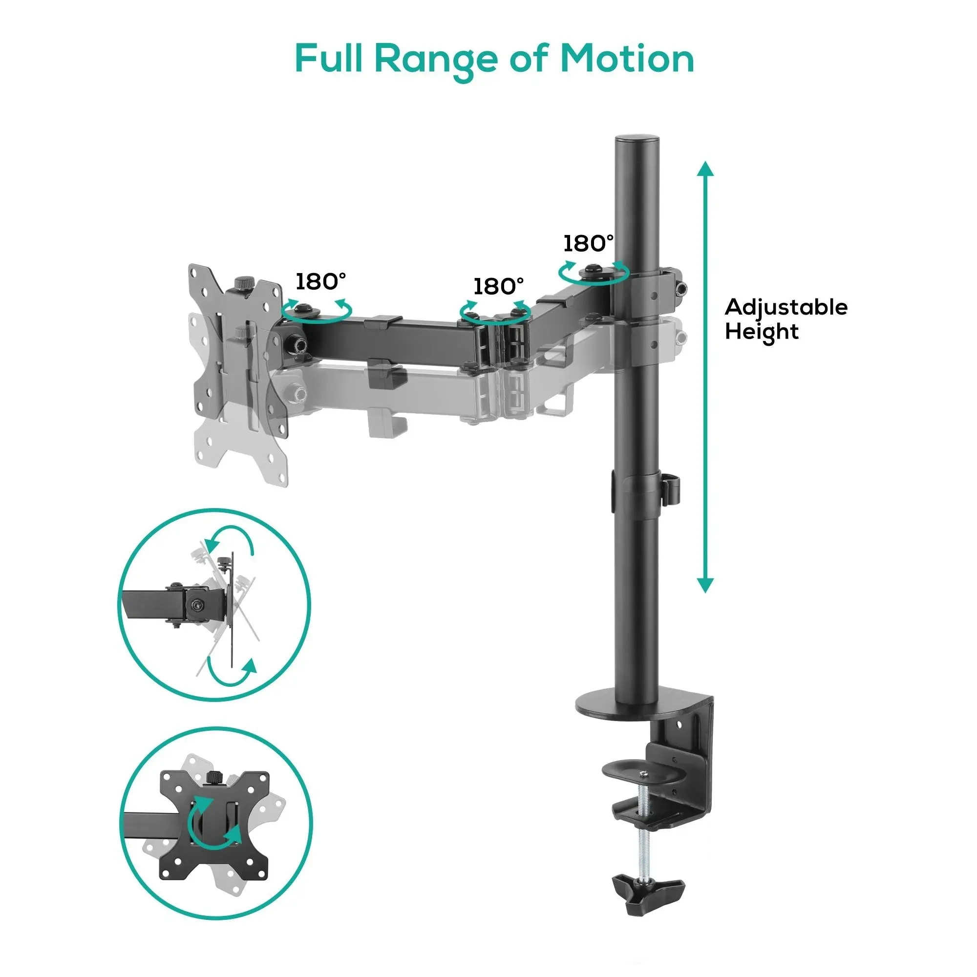 mBeat Activiva Ergolife Single Screen Double Monitor Arm - Black