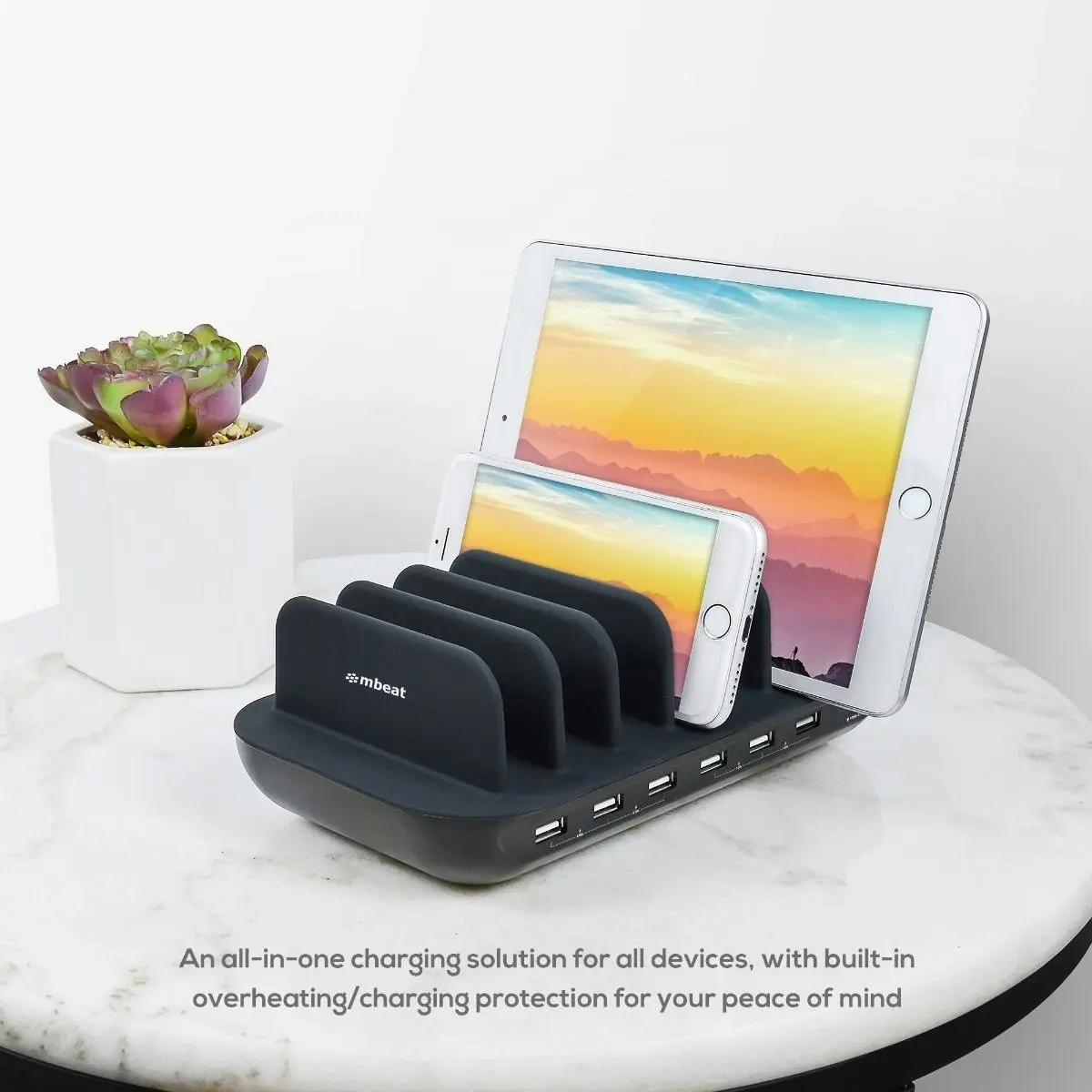 mBeat Gorilla Power 60w 7 Port Usb-c & Usb Charging Station -black