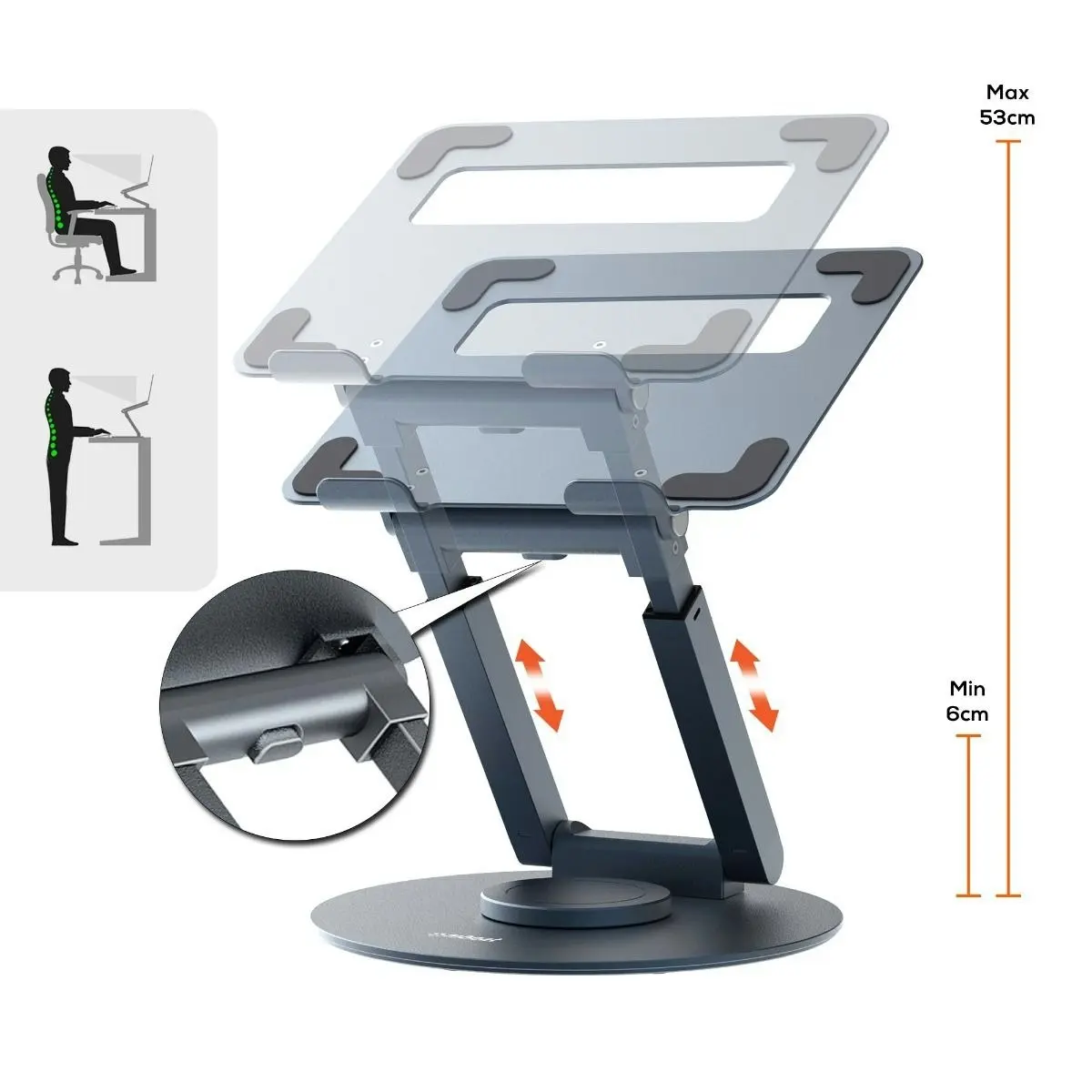 mBeat Stage S9 Rotating Laptop Stand Telescopic Height Adjustment