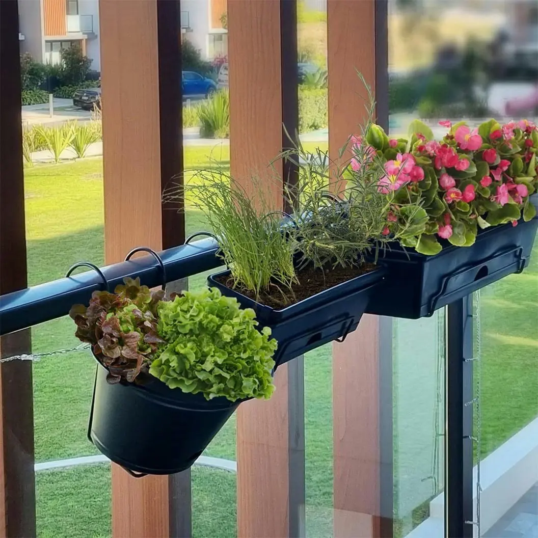 Jack Garden Up Herb Rail Planter Charcoal