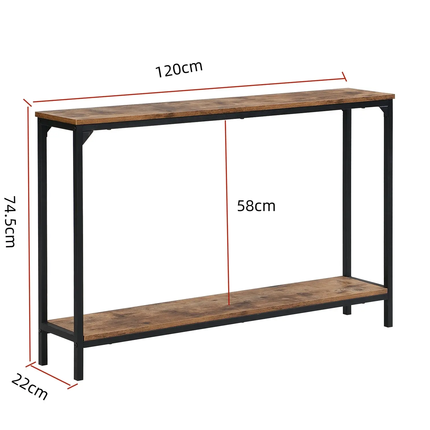 HLIVING Industrial Narrow Console Table, Skinny Entryway Sofa Table, Rustic Brown