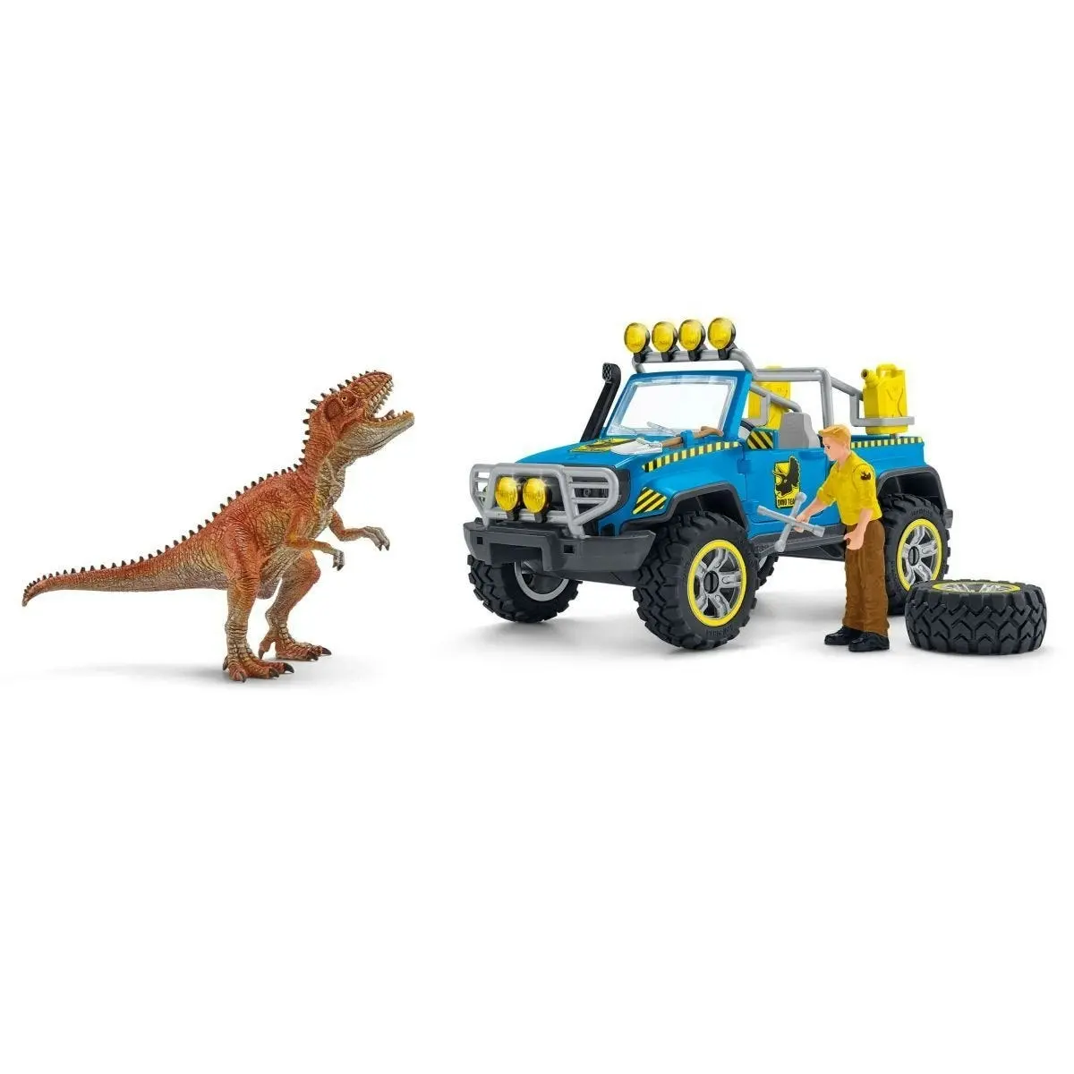 Schleich - Off-road Vehicle With Dino Outpost  Dinosaur Figurine  Animal Playset