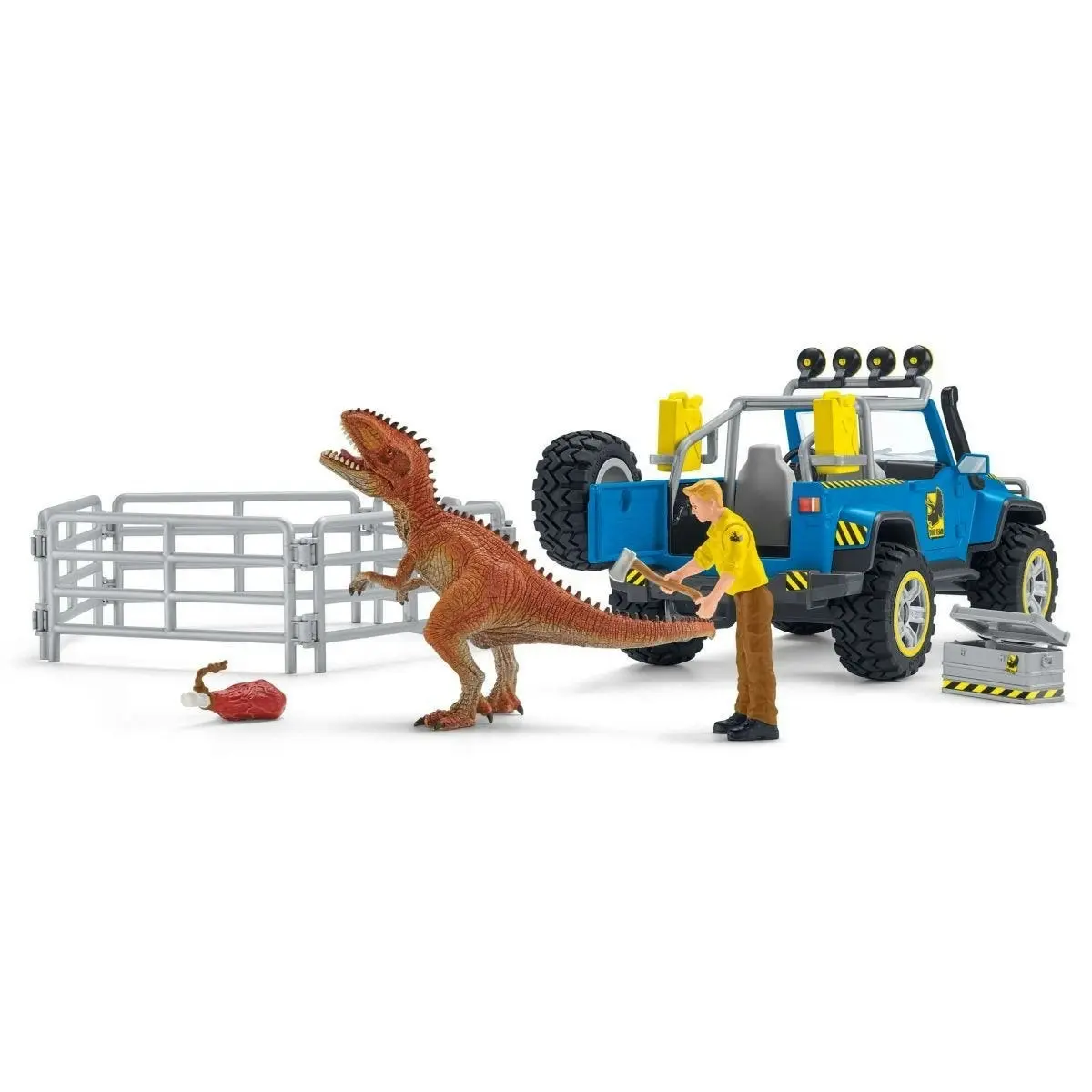 Schleich - Off-road Vehicle With Dino Outpost  Dinosaur Figurine  Animal Playset