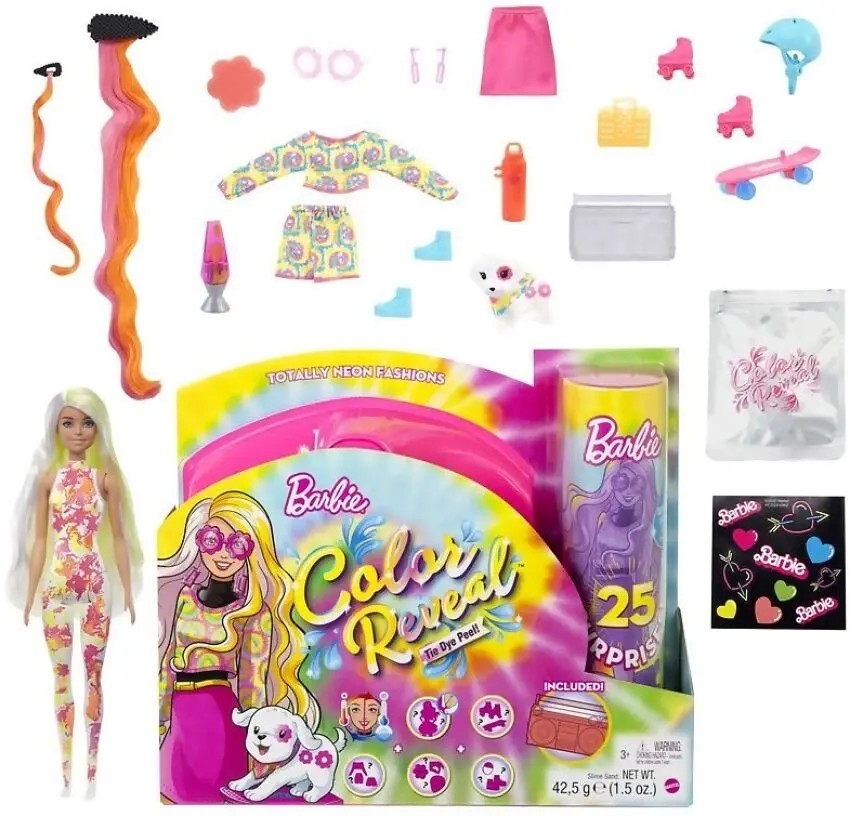 Barbie - Barbie Colour Reveal Totally Neon Fashions Tie Dye Pink - Mattel