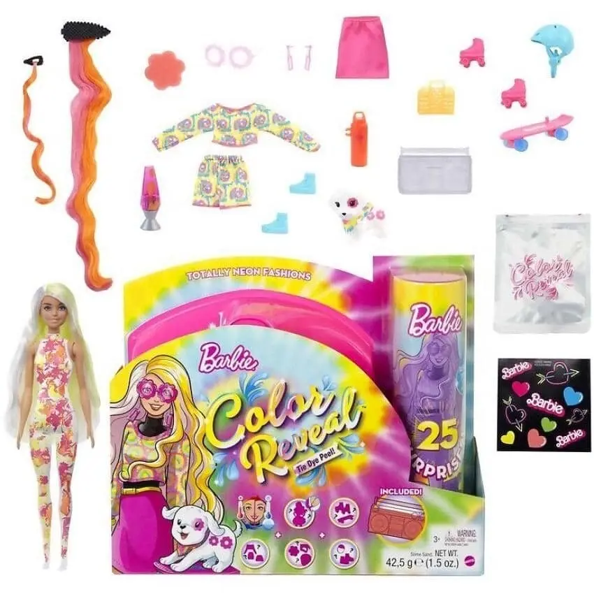 Barbie - Barbie Colour Reveal Totally Neon Fashions Tie Dye Pink - Mattel