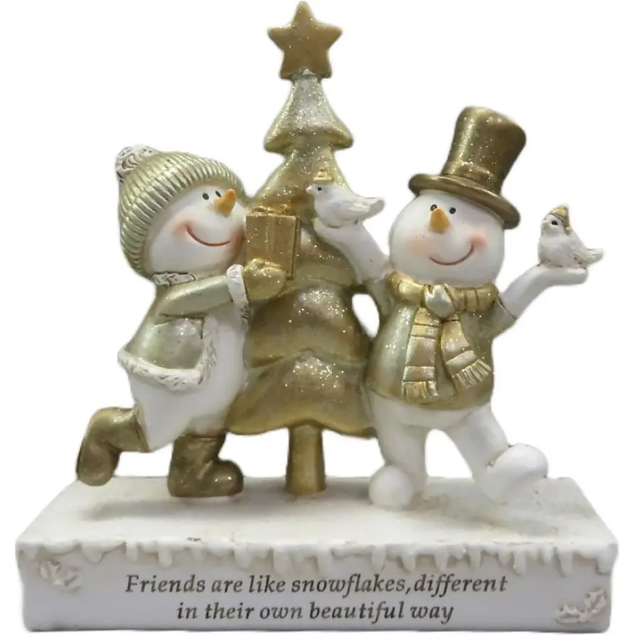 Cotton Candy - Xmas Gold Snowmen Friends Special Message Statue