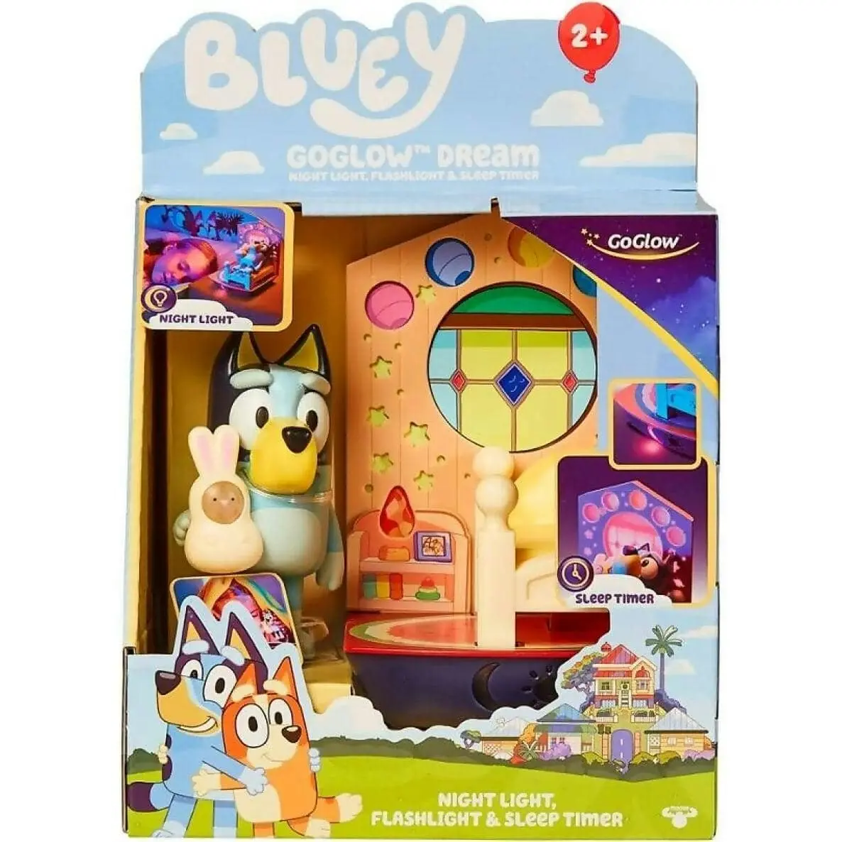 Bluey - Goglow Dream 3 In 1 Nightlight Kids Bedside Sleep Trainer With Torch And Sleep Timer Multicoloured