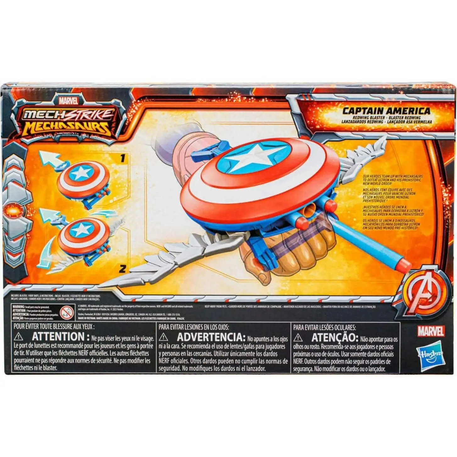 Marvel - Nerf Mech Strike Mechasaurs Captain America Redwing Blaster - Hasbro