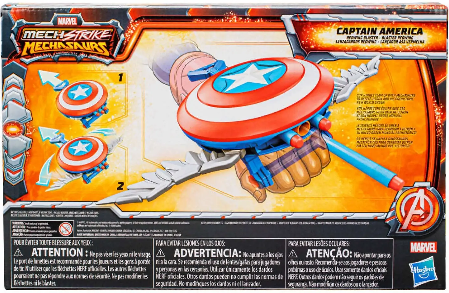 Marvel - Nerf Mech Strike Mechasaurs Captain America Redwing Blaster - Hasbro