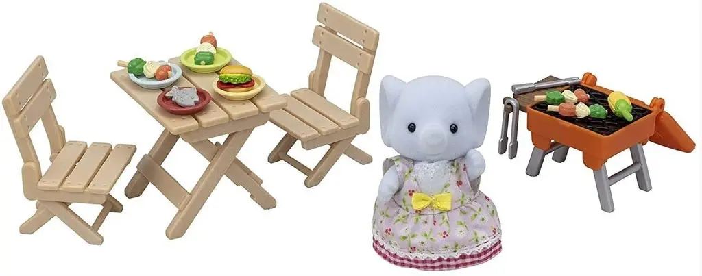 Sylvanian Families - Bbq Picnic Set With Elephant Girl Animal Doll Playset