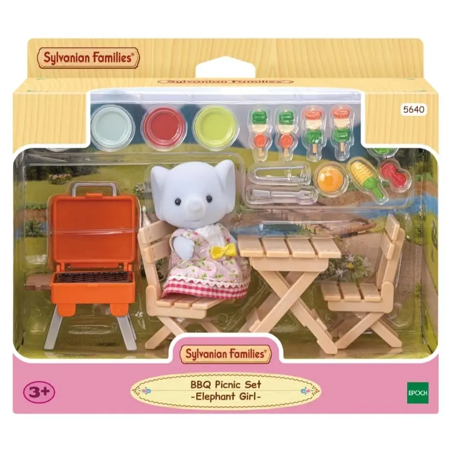 Sylvanian Families - Bbq Picnic Set With Elephant Girl Animal Doll Playset