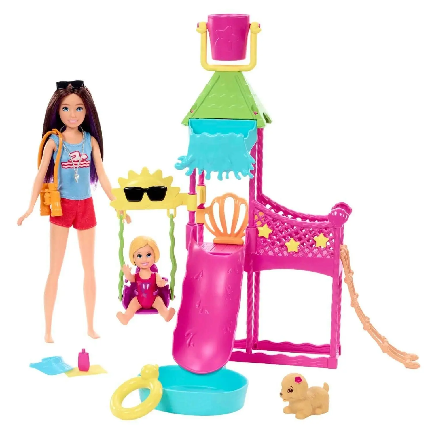 Barbie Toys Skipper Doll And Waterpark Playset With Working Water Slide And Accessories First Jobs